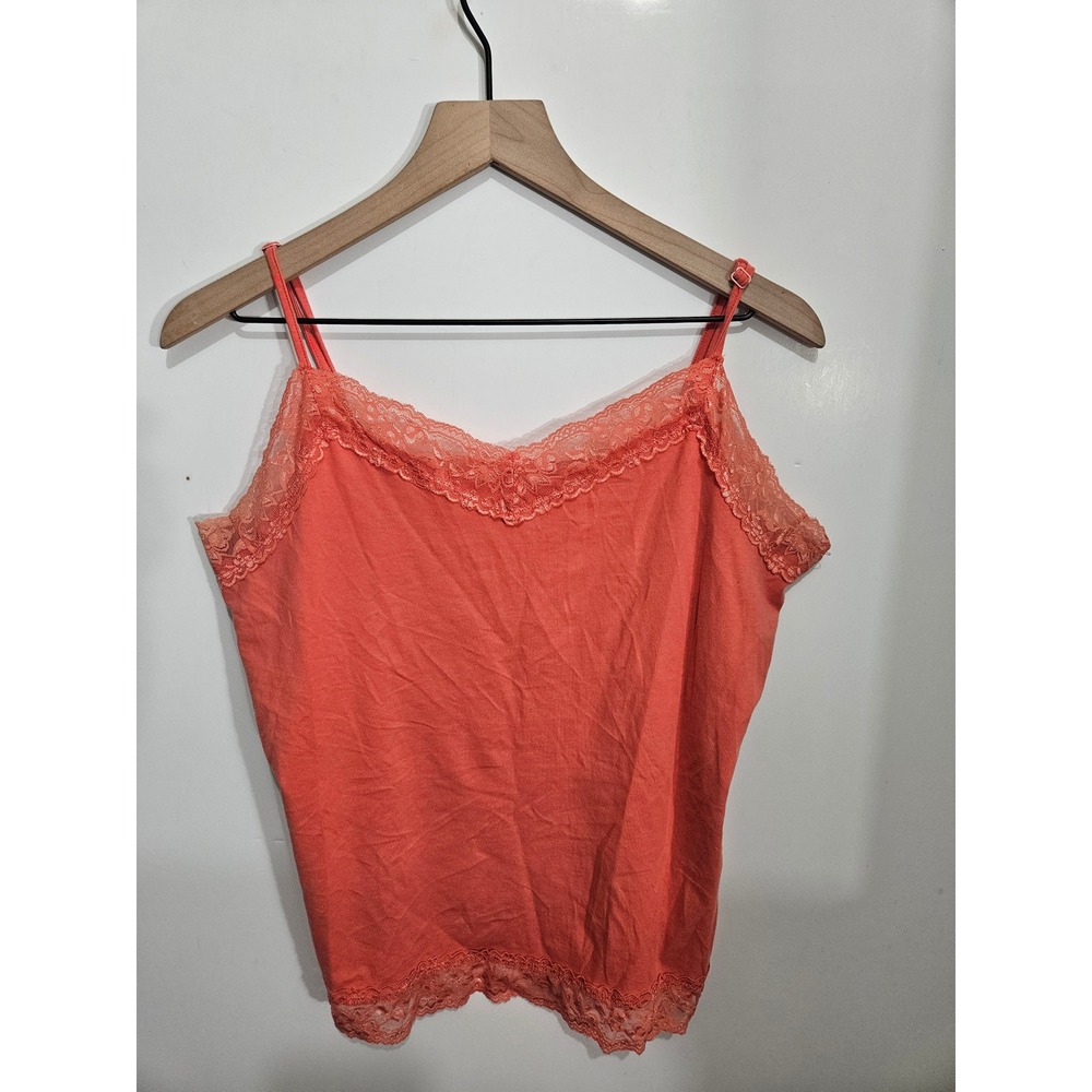 Van Heusen Coral Orange Lace Trim Camisole Top Adjustable‎ Straps Women Large
